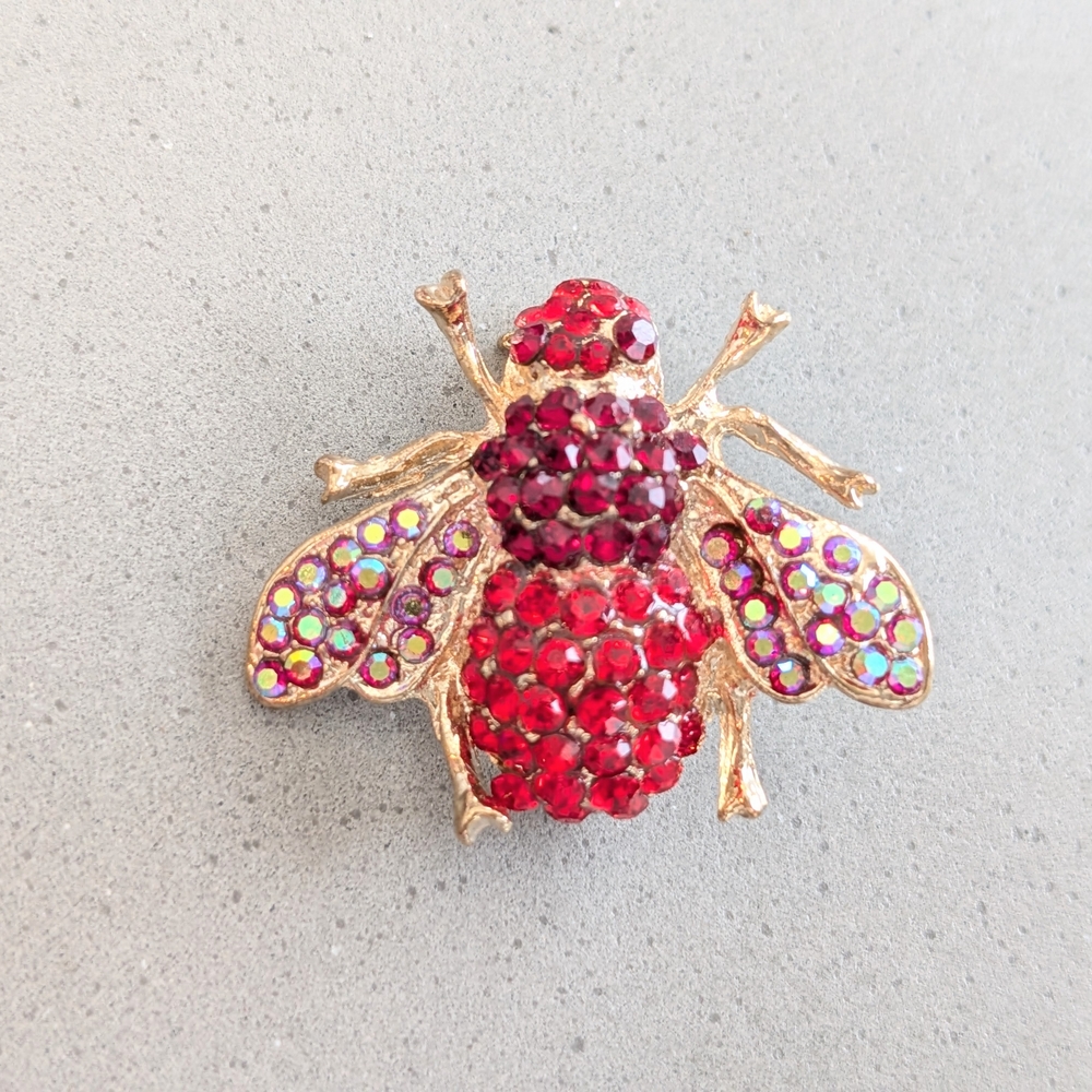 Red and Gold Bee Brooch